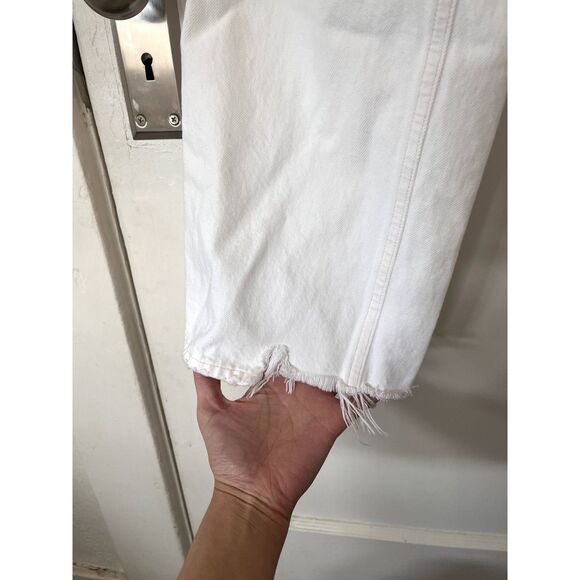 Agolde Women's 90's Mid Rise Straight Jeans White in Size 32 Frayed Hem - Picture 7 of 12